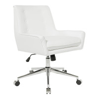 OSP Home Furnishings QUN26-W32 Quinn Office Chair in White Faux Leather with Chrome Base